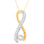 Collar de Pendiente de Ribon Radiante de Diamante de Oro de Dos Tonos de 10K