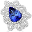Bague en Or Blanc 18K avec Tanzanite et Diamants Blancs de 11,68 Carats