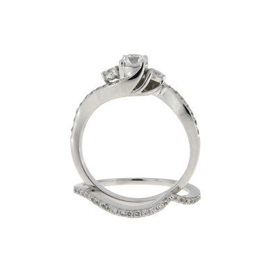 Ensemble de Bagues de Fiançailles en Diamant de 0,70 ct en Or Blanc 14KT