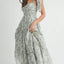 Robe midi froncée à buste floral avec lien d'épaule