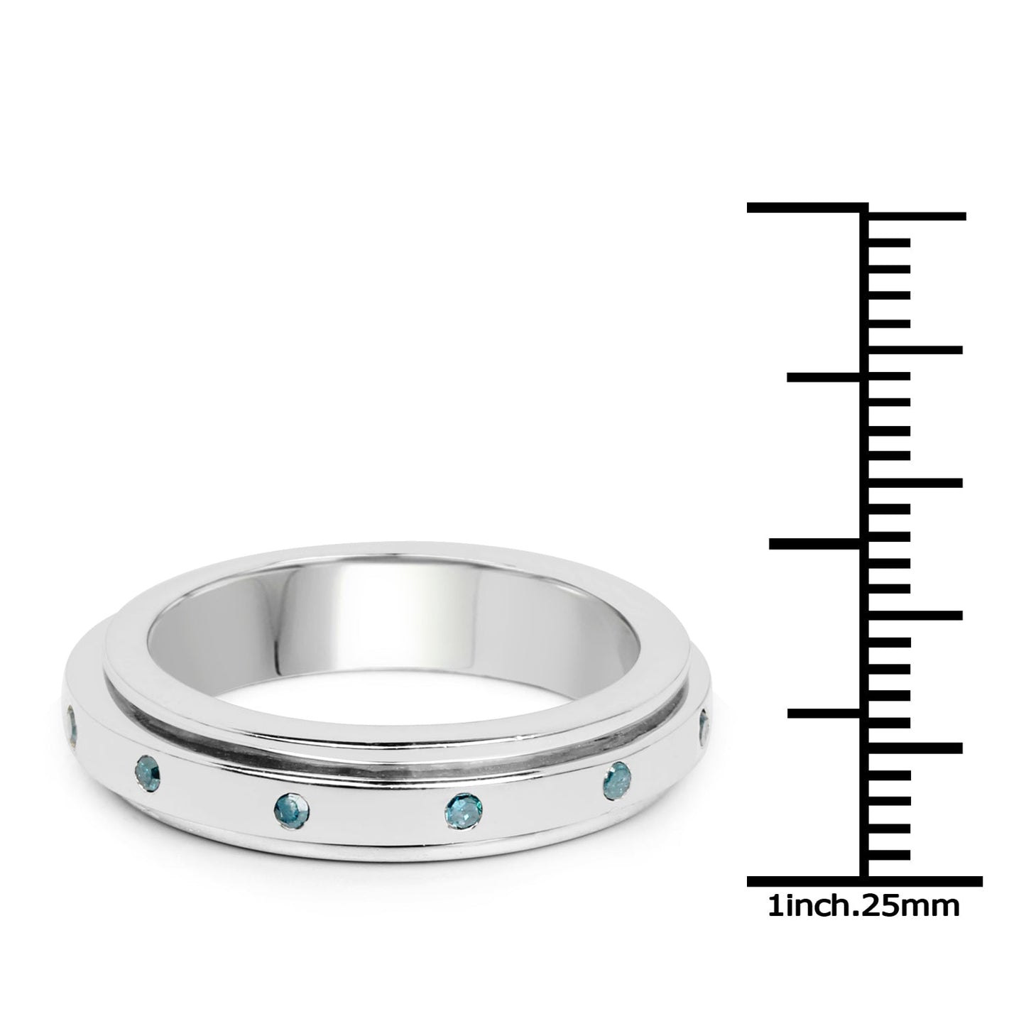0.14 Carat Genuine Blue Diamond Sterling Silver Ring