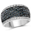 Anillo de Compromiso de Diamante Azul y Blanco de 0.80 Quilates en Plata de Ley