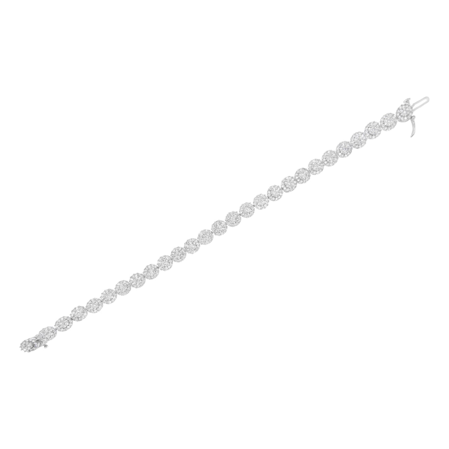 14K White Gold Diamond Cluster Links Tennis Bracelet