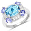 4.13 Carat Swiss Blue Topaz & Tanzanite Sterling Silver Ring