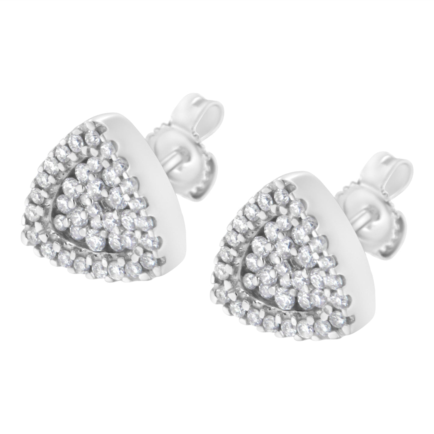 14K White Gold Trillion Shaped Diamond Stud Earrings