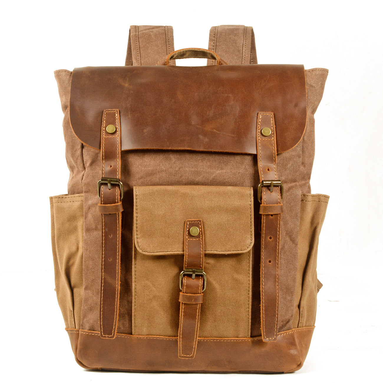 Mochila de Laptop de Cuero Crazy Horse de Lona Premium