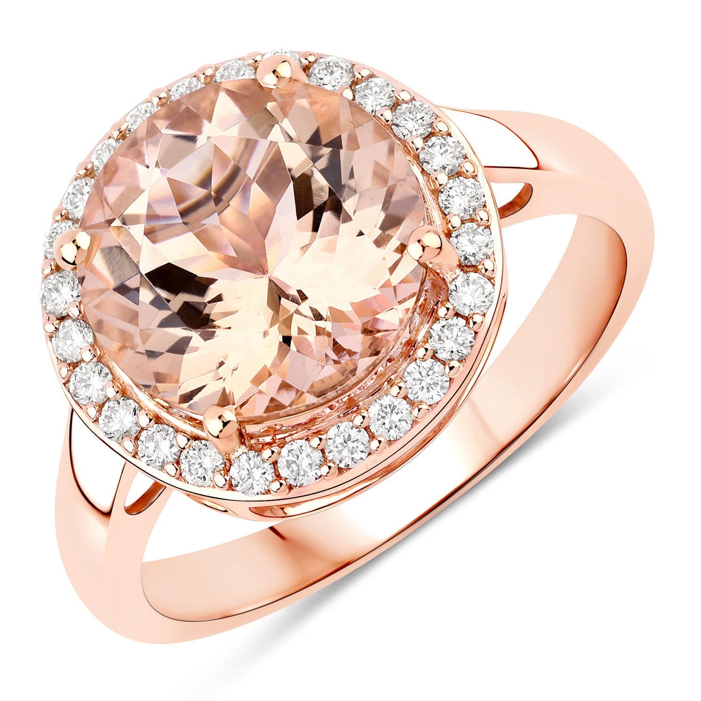 Anillo de Compromiso de Morganita y Diamante de 3.61 Quilates en Oro Rosa de 14K