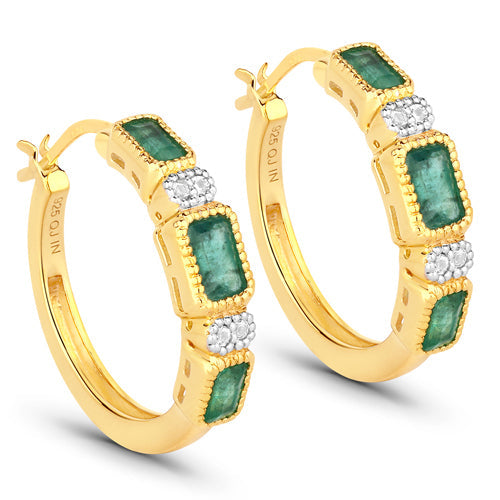2.40 Carat Genuine Zambian Emerald & White Topaz Earrings
