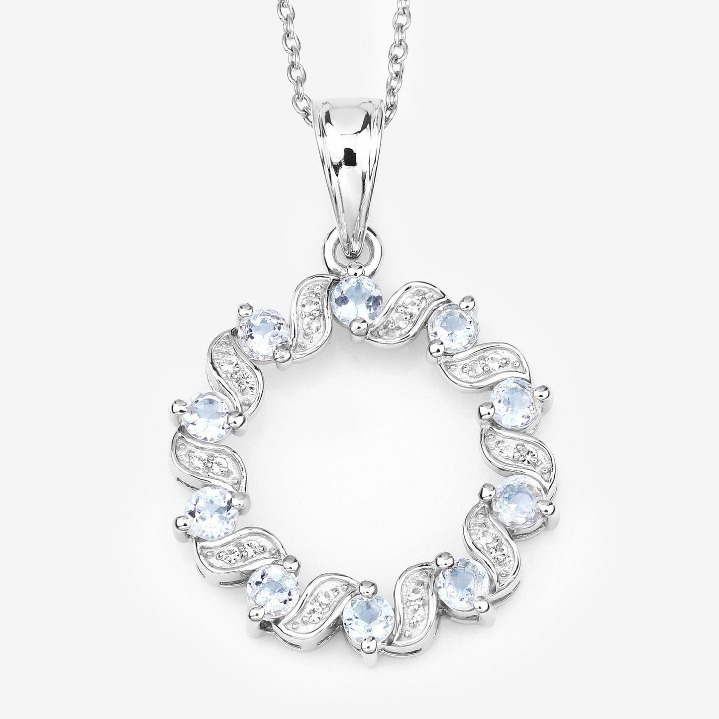 Pendentif en aigue-marine et topaze blanche de 1,10 carat en argent sterling