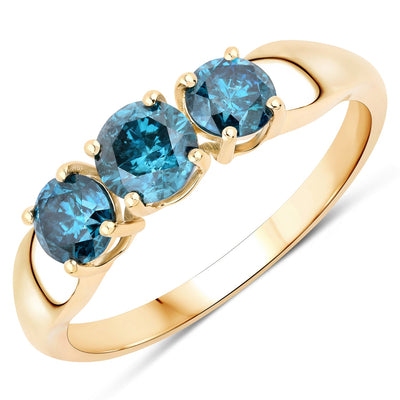 1.03 Carat Genuine Blue Diamond 14K Yellow Gold Engagement Ring