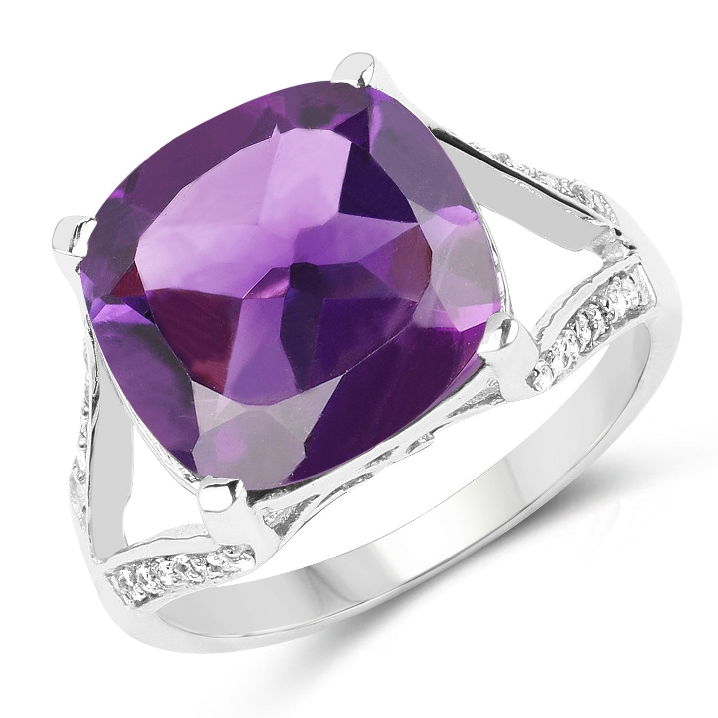 Anillo de Plata Esterlina de 5.99 Quilates con Amatista y Topacio Blanco