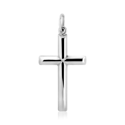 Pendentif croix en barrette en argent sterling poli