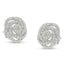 Pendientes de clúster floral de diamantes de corte rosa en oro blanco de 10k