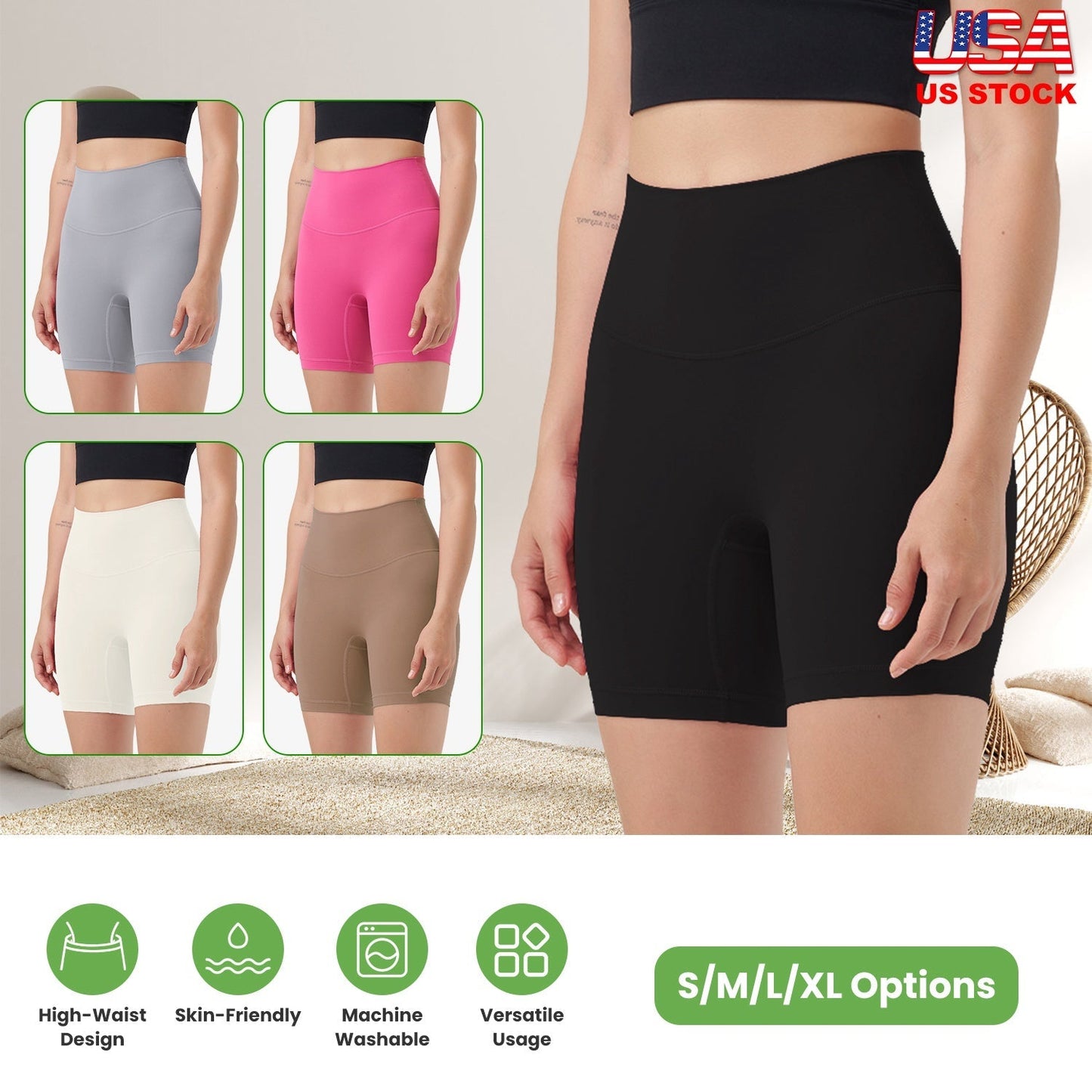 Women's High Waist Biker Shorts with Tummy Control