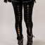 Black Grommet Lace Up Front Leggings - Korvel