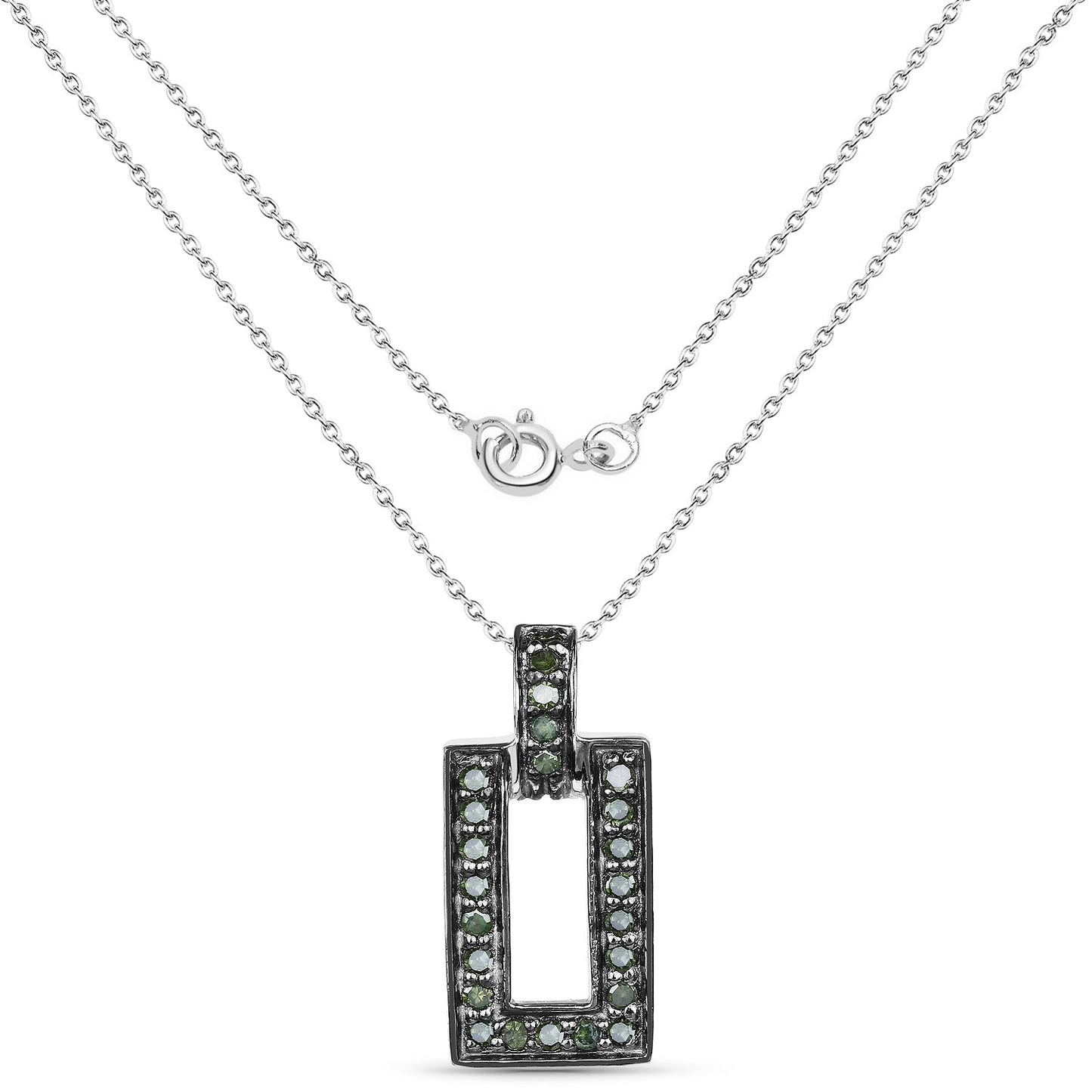 Pendentif en diamant vert véritable de 0,36 carat en argent sterling