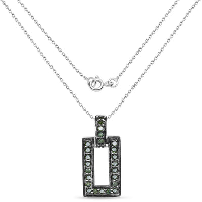 0.36 Carat Genuine Green Diamond Pendant in Sterling Silver