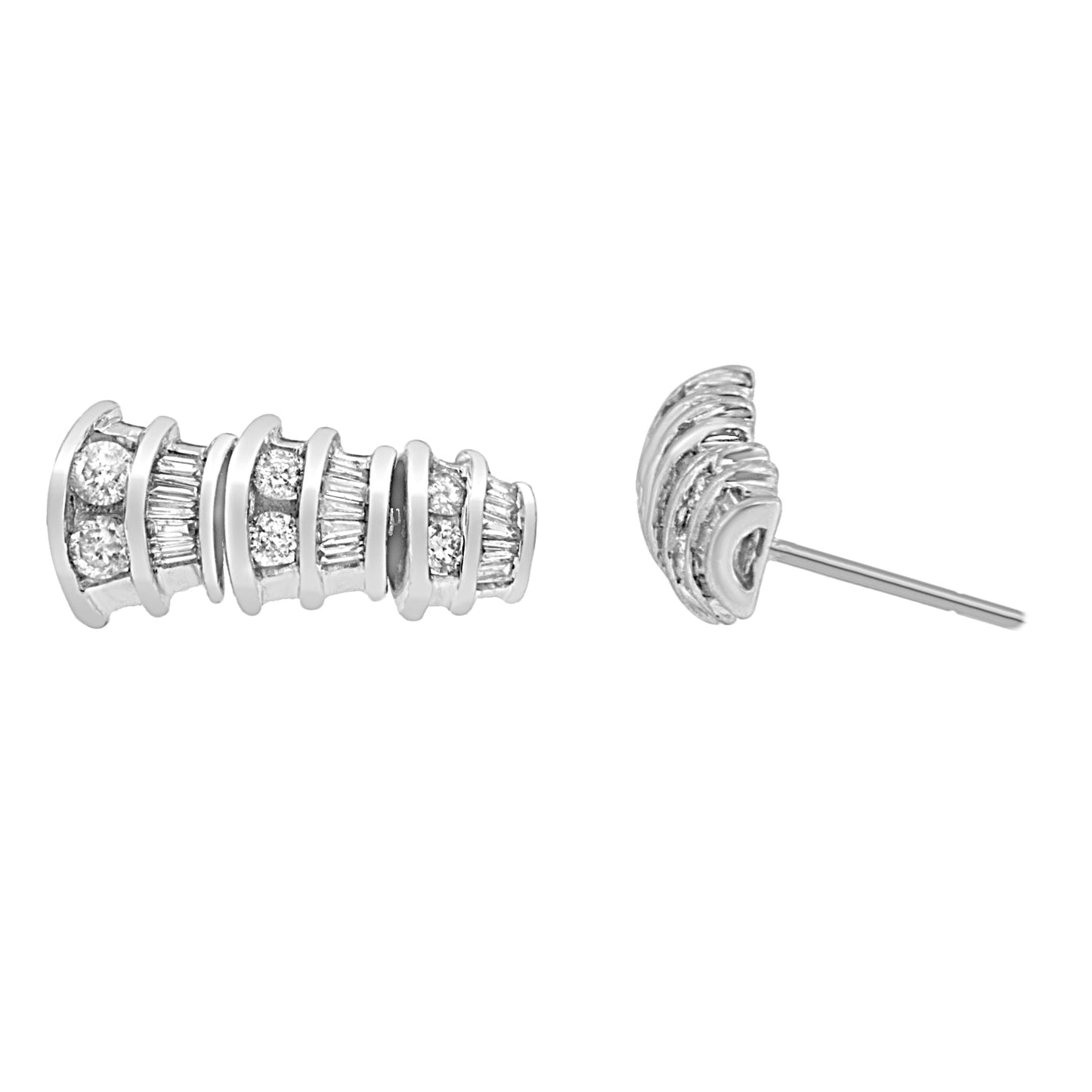 Boucles d'oreilles pendantes en diamant en or blanc 14K - 7/8 cttw