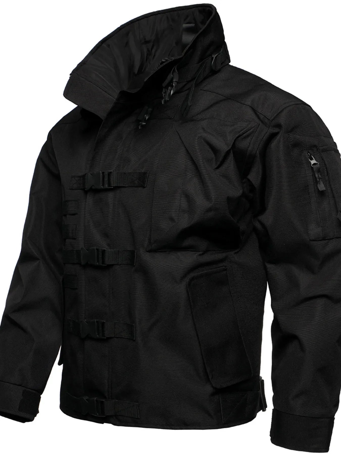Men's Plus Size Multi Buckle Water-Resistant Jacket