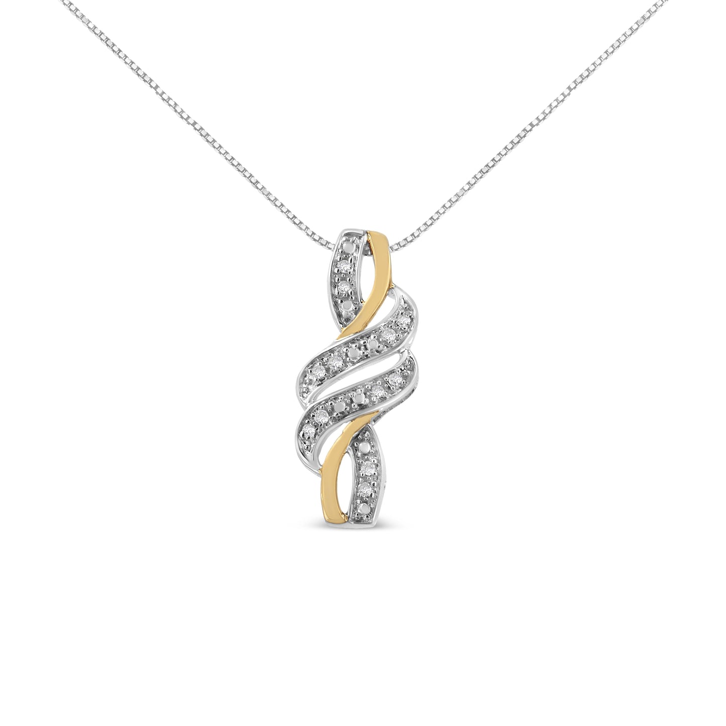 Collier Pendentif Tourbillon en Argent Sterling Plaqué Or Jaune 10K avec Diamants