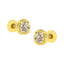 Boucles d'oreilles clous en argent sterling plaqué or jaune 14K avec diamant solitaire