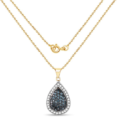 14K Yellow Gold Plated Blue & White Diamond Pendant