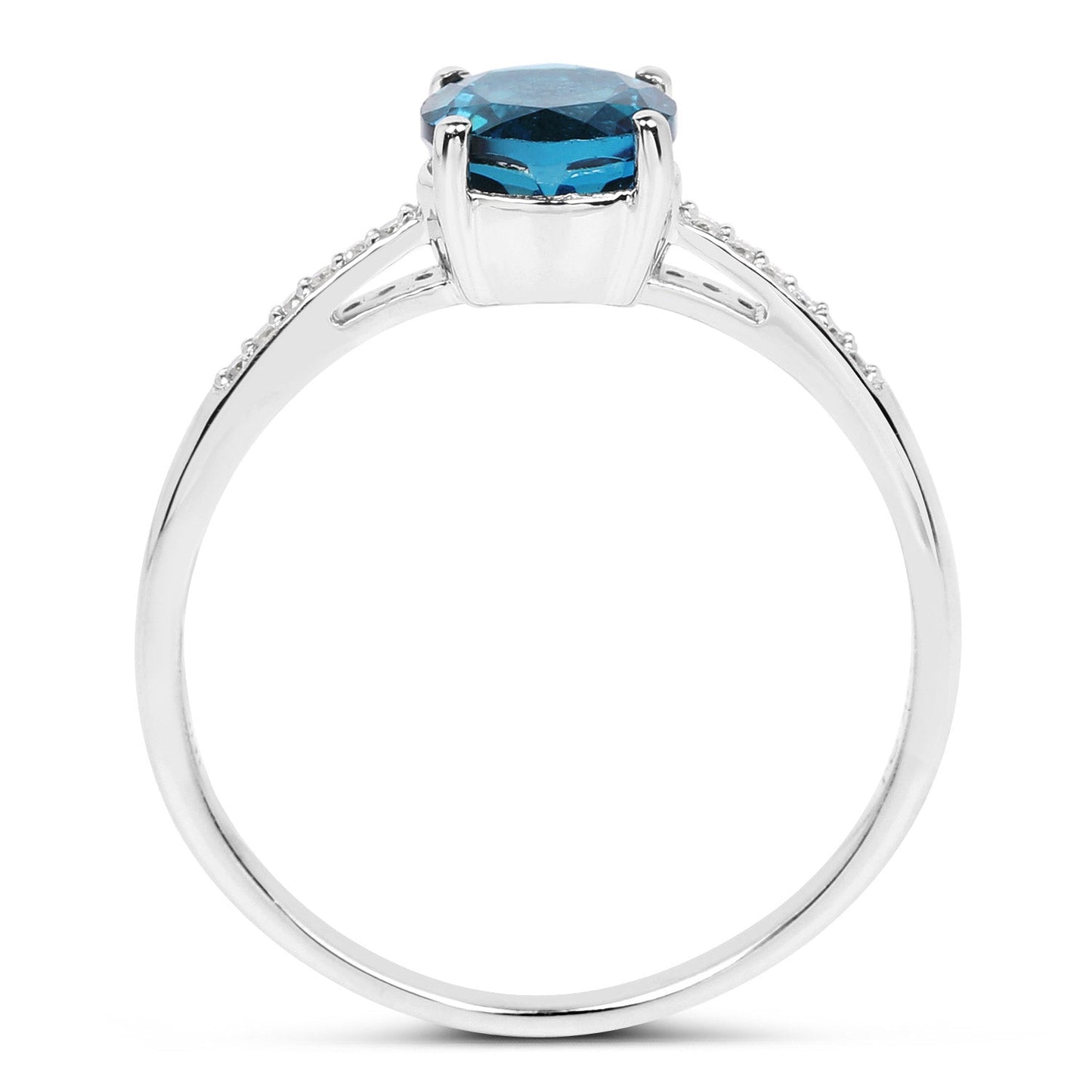 Bague de fiançailles en or blanc 14K avec topaze bleue de Londres et diamants de 1,05 carat