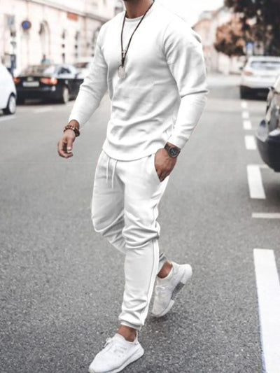 Ensemble haut à col rond à manches longues et pantalon grande taille pour hommes