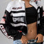 Veste à zip avec lettres et épaules tombantes