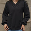 V-Neck Solid Color Casual Sweatshirt