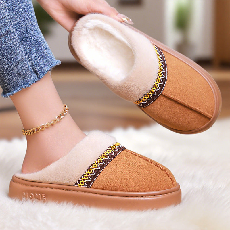 Women's Fleece-Lined Cotton Slippers - Comfort & Style