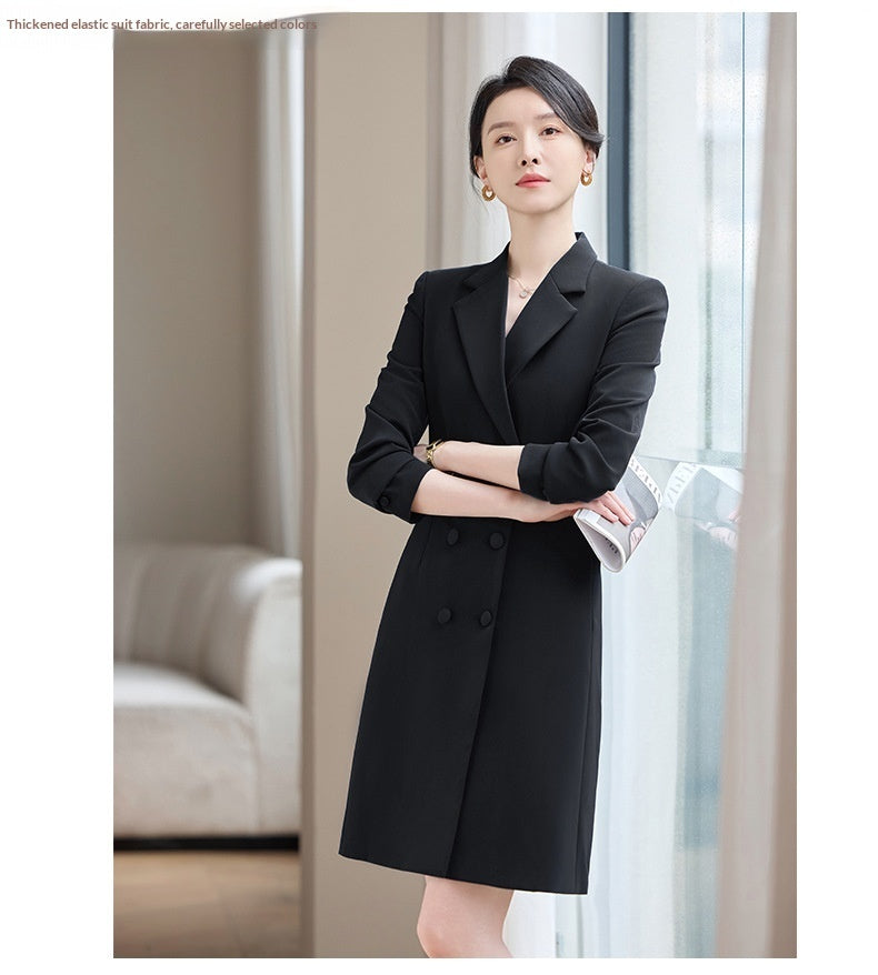 Robe de costume élégante à manches longues et longueur midi extensible