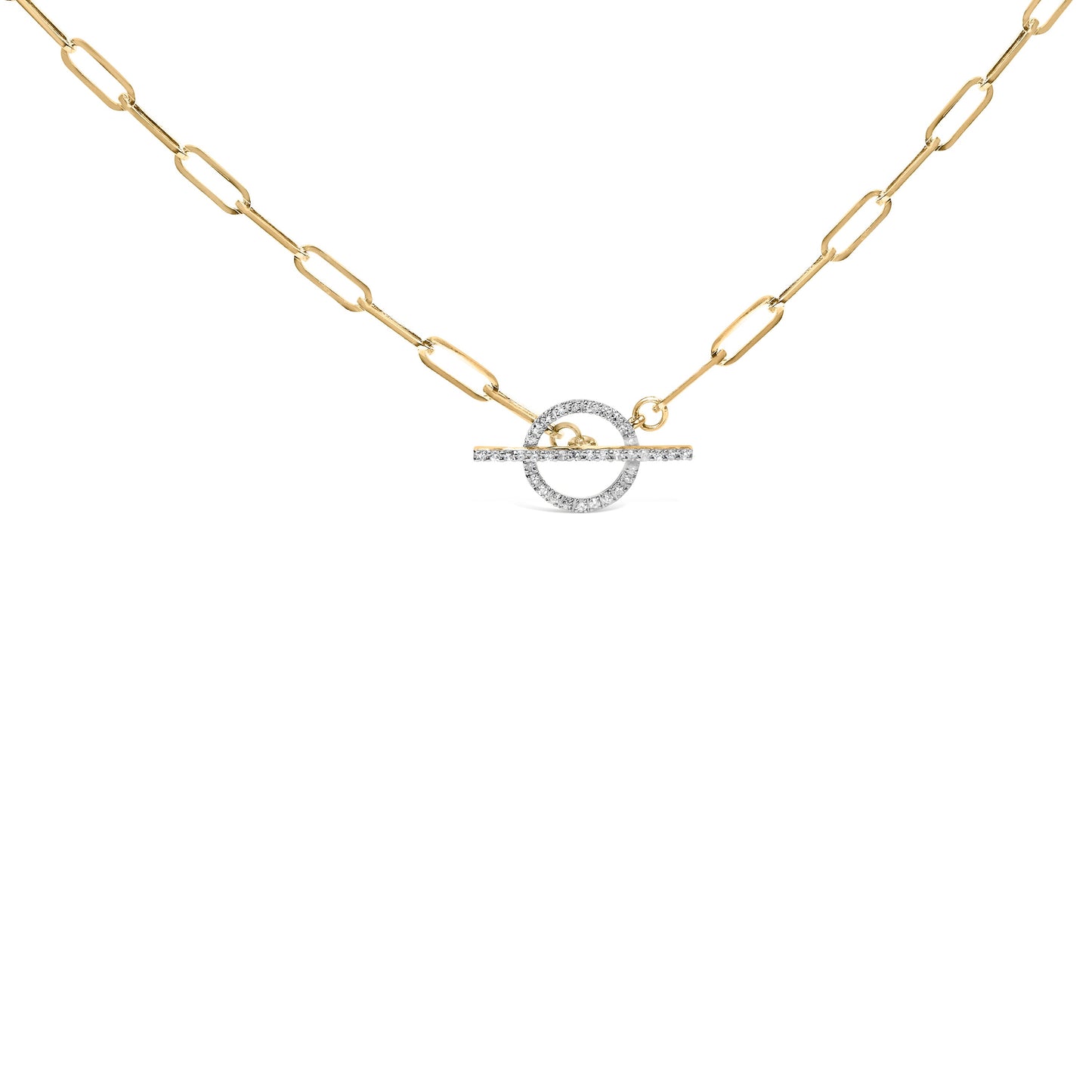 Collar de eslabones de papel con cierre de toggle de diamantes en oro amarillo de 14KT - 18"