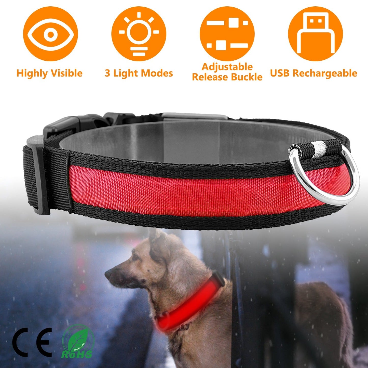 GBruno LED Dog Collar - High Visibility Safety
