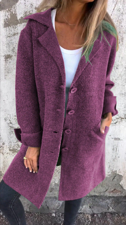 Lapel Single Breasted Cardigan with Pockets