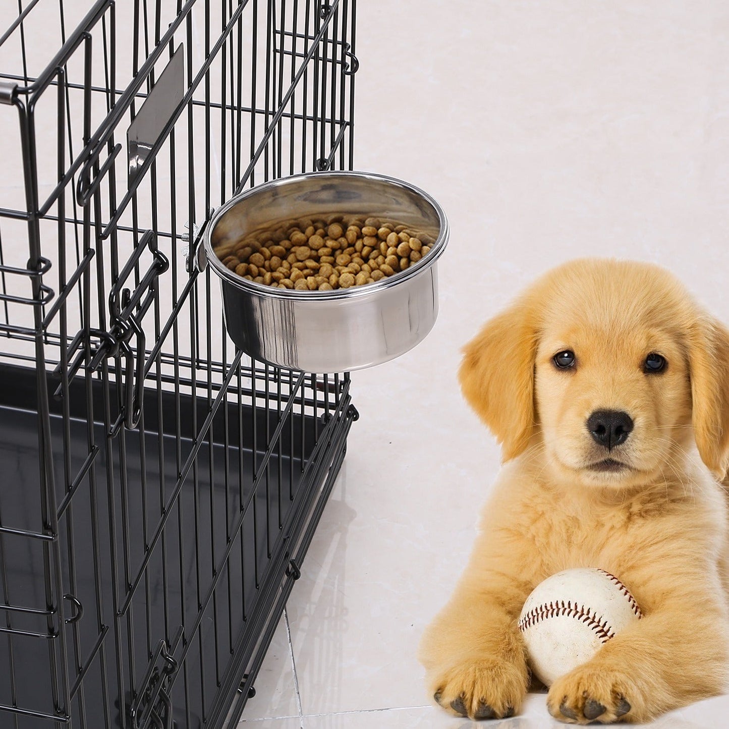 GBruno Stainless Steel Dog Bowl with Clamp Holder