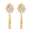 Pendientes de aro de flor en clúster de diamantes de plata esterlina chapada en oro amarillo de 14K