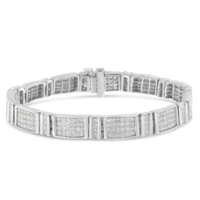 Pulsera de Tenis de Diamantes Corte Princesa de 7.0 Cttw en Oro Blanco de 14K