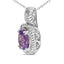 Collar de Colgante de Amatista y Diamante en Plata de Ley .925