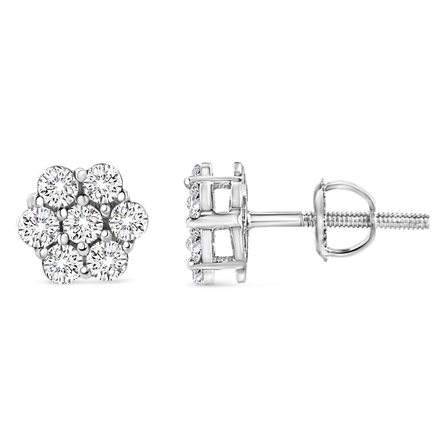 Pendientes de diamantes florales de oro blanco de 14 quilates