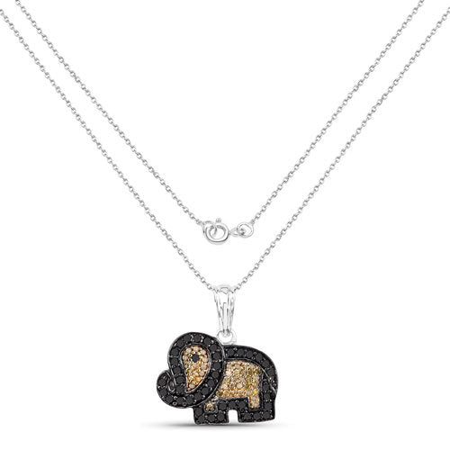 0.89 Carat Genuine Black Diamond & Yellow Diamond Pendant