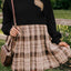 Vintage Plaid Round Neck Long Sleeve Mini Dress Cozy & Stylish Dress Retro Design Dress For Party - Korvel