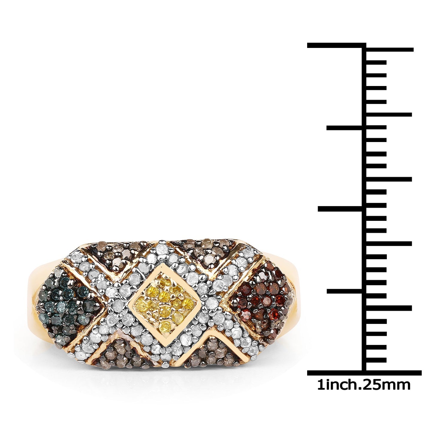 Bague Cluster Multi Diamants Plaquée Or Jaune 14K