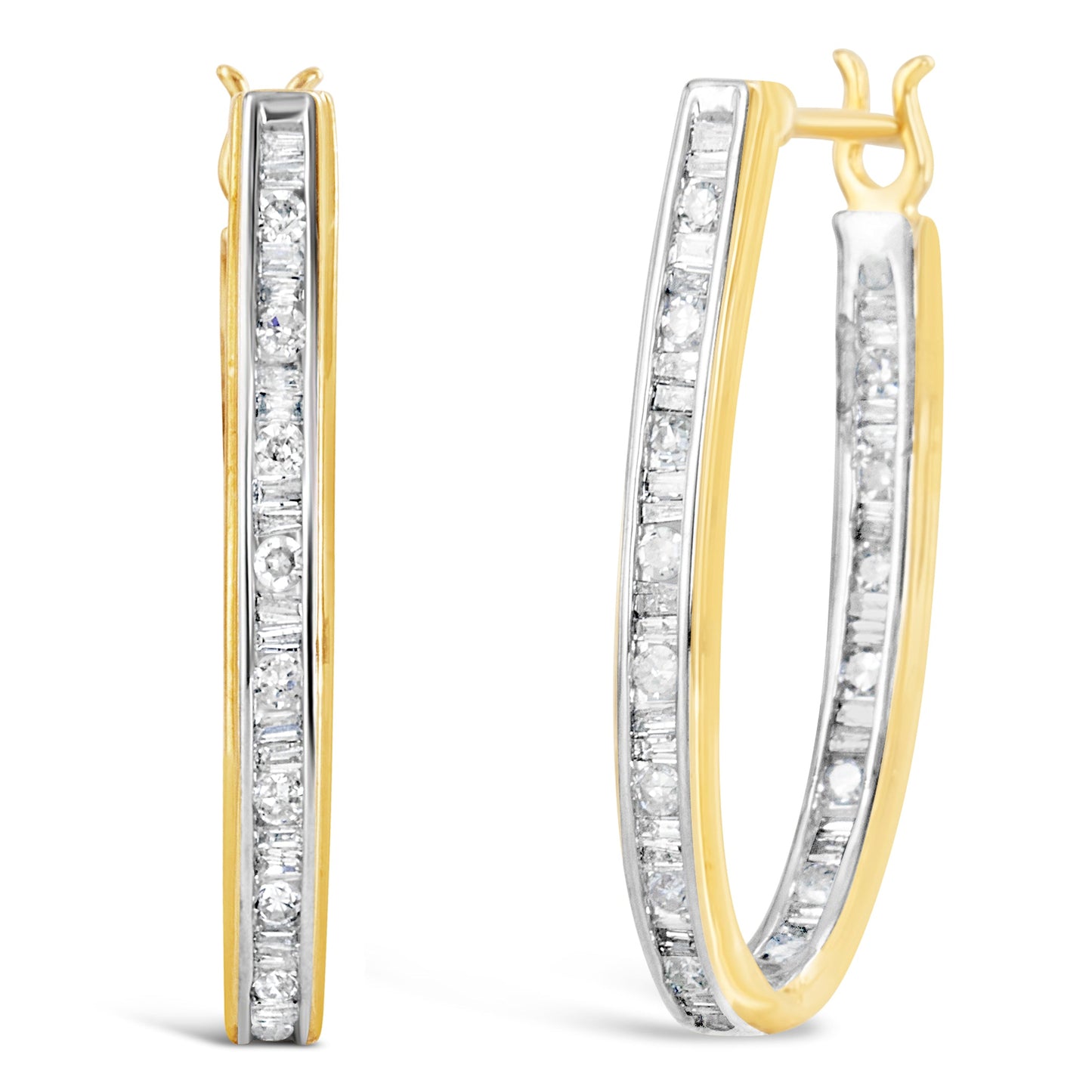 Boucles d'oreilles U-Hoop en or jaune 10K avec 1,00 cttw de diamants