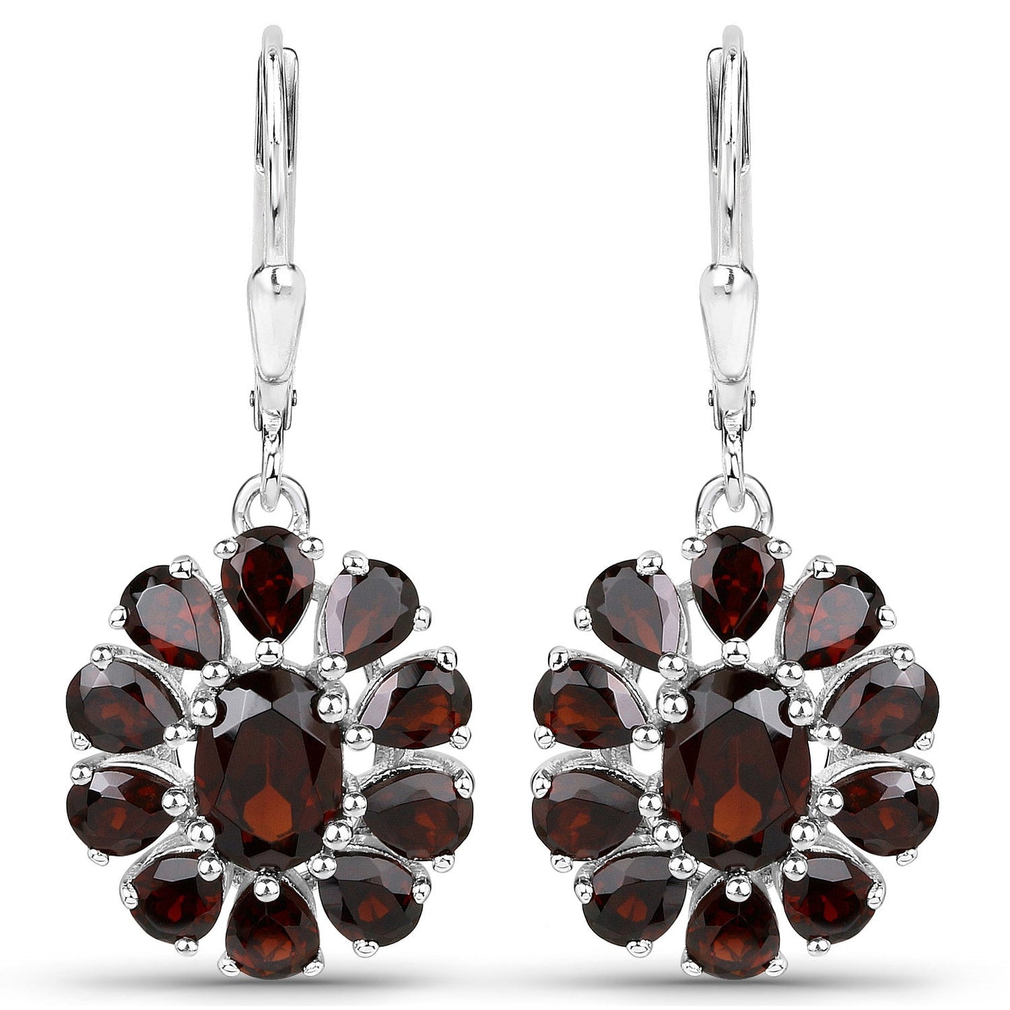 Elegant 13.82 Carat Garnet & White Topaz Jewelry Set in Sterling Silver