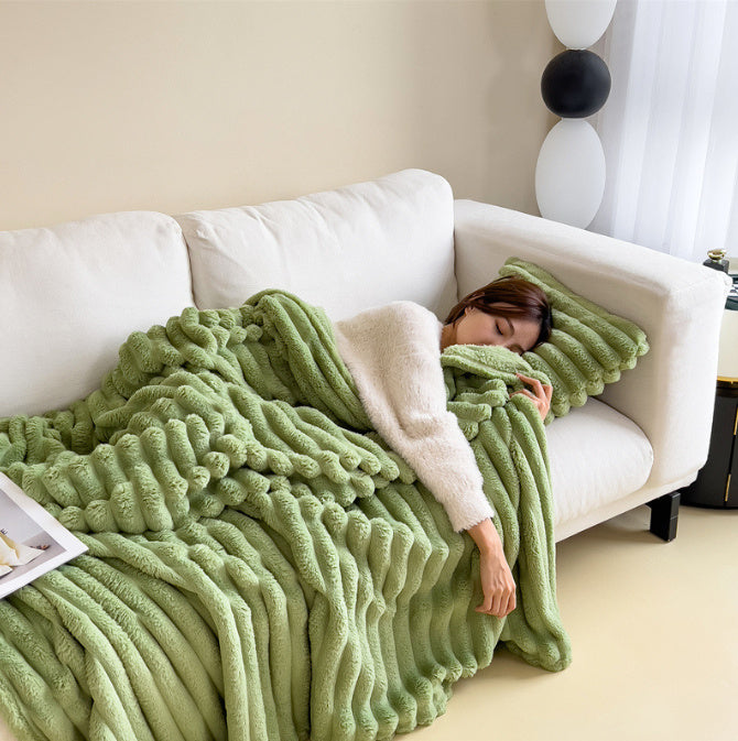 Luxurious Double-Sided Bubble Velvet Blanket