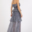 Robe maxi à col halter en fleurs froncées et volantes