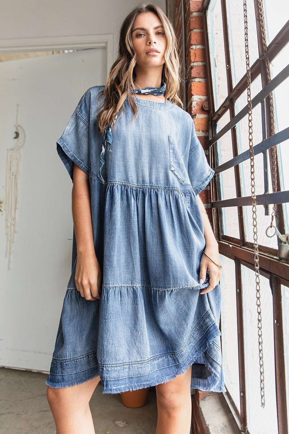 Robe Mini Surdimensionnée avec Design Boho pour Femmes
