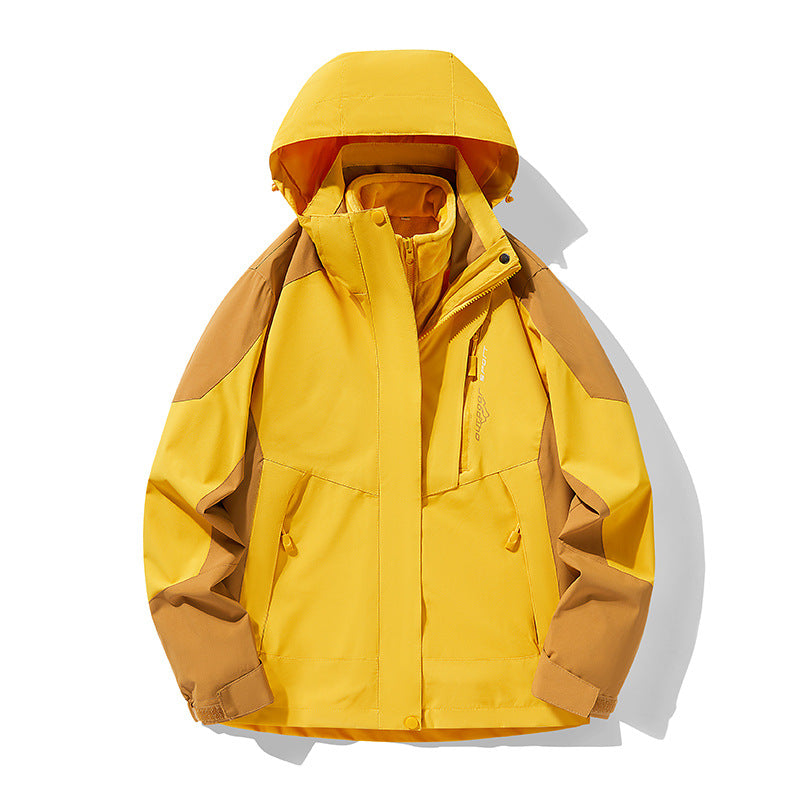 Three-in-One Waterproof Windproof Parka with Fleece Lining
