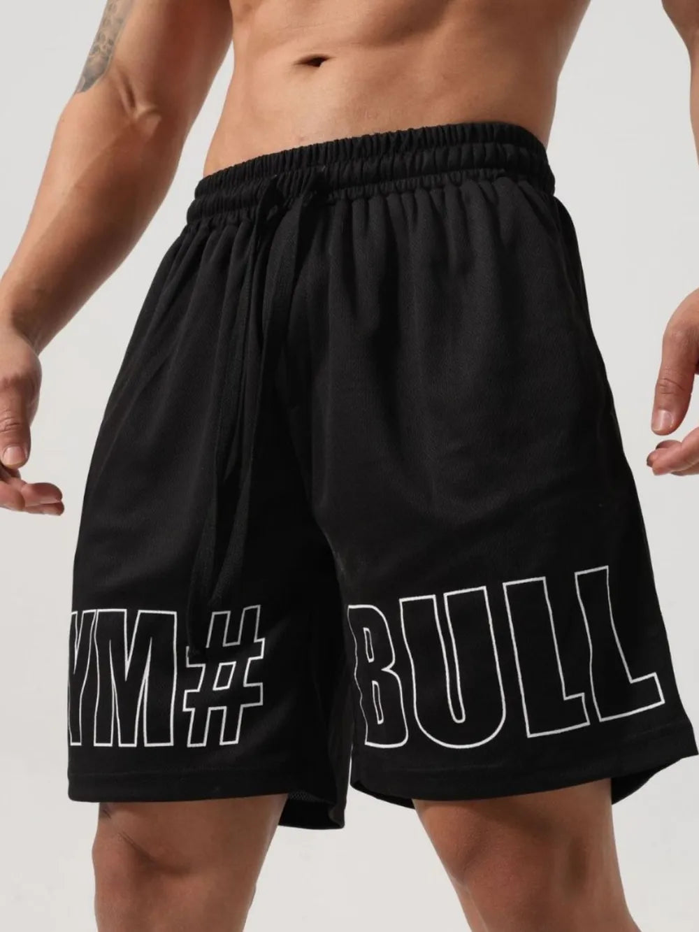 Shorts à cordon pour hommes grande taille avec lettres
